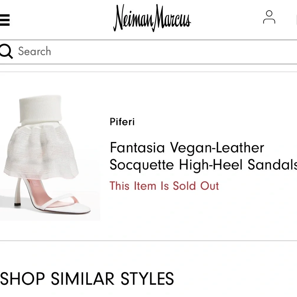 NWT Piferi White Fantasia Vegan Leather Socquette High Heel Sandals Size 38 1/2 - Picture 10 of 11